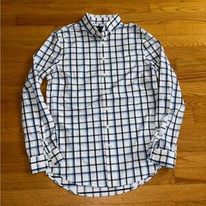 Express Men's Navy and White Plaid Shirt